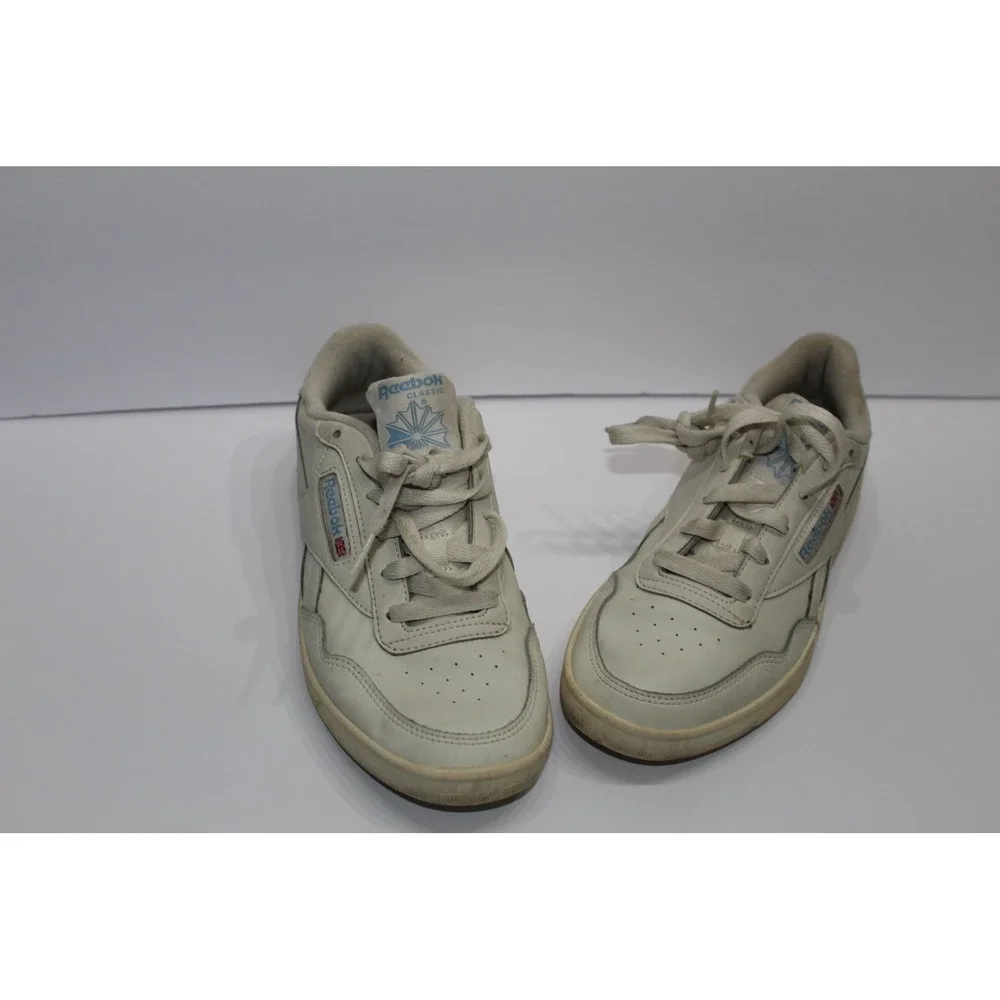Reebok Classic Club C Women 8 Leather Low Top Sneakers Cream Blue FZ3878